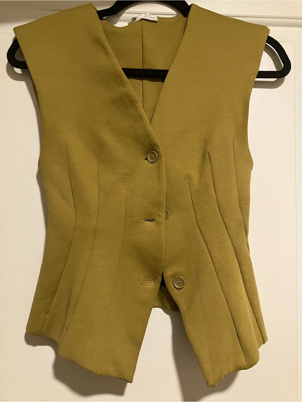 Zara Sleeveless Button Front Vest in Olive Green